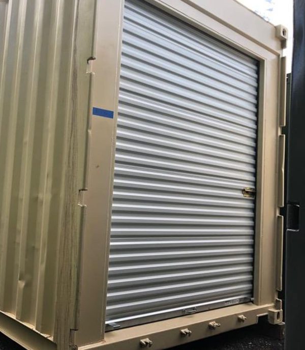 6ft Wide x 7ft 4in Tall Roll Door in High Cube Container End Replacing Stock Doors