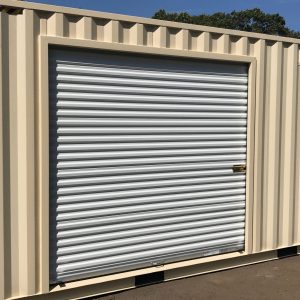 10ft Wide x 7ft 4in Tall Roll Door in High Cube Container Side