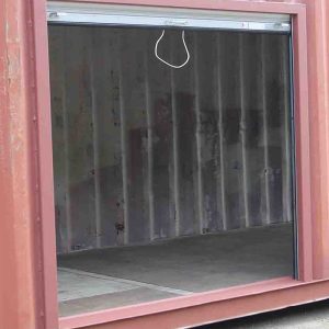 8ft Wide x 7ft 4in Tall Roll Door in High Cube Container Side