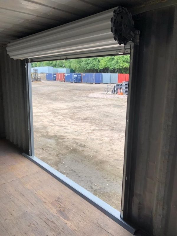 8ft Wide x 7ft 4in Tall Roll Door in High Cube Container Side - Image 3