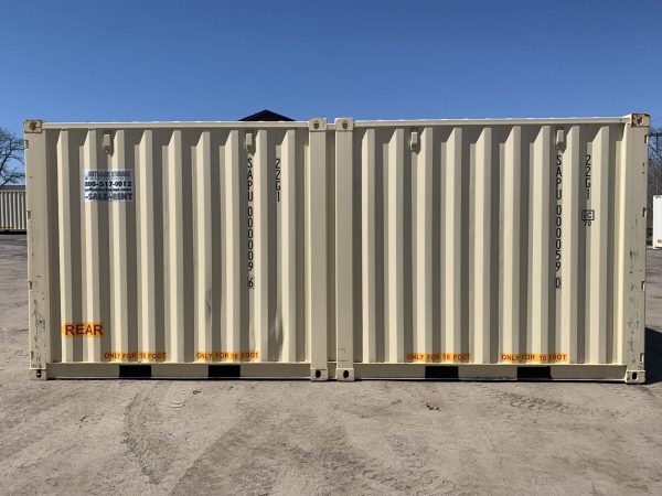 20ft Duo Con Double Door Shipping Container Wind and Watertight Beige