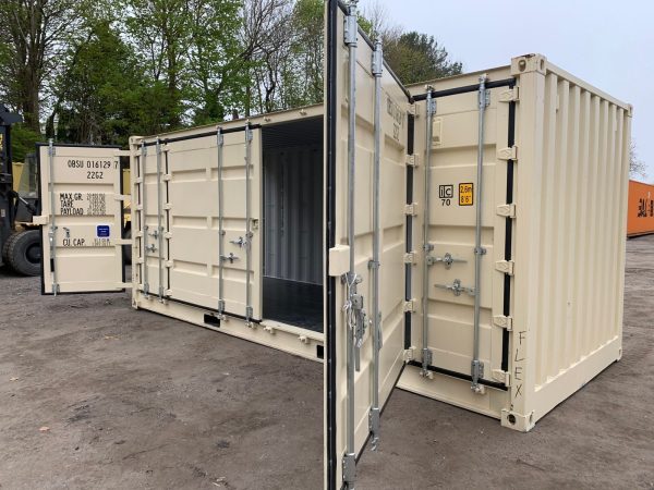 20ft Open Side Shipping Container Standard Height Wind and Watertight Beige
