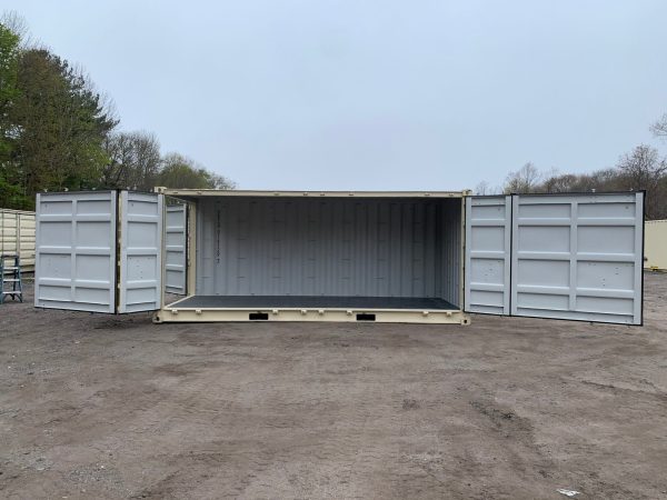 20ft Open Side Shipping Container Standard Height Wind and Watertight Beige - Image 29