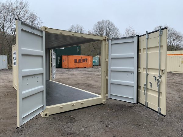 20ft Open Side Shipping Container Standard Height Wind and Watertight Beige - Image 32