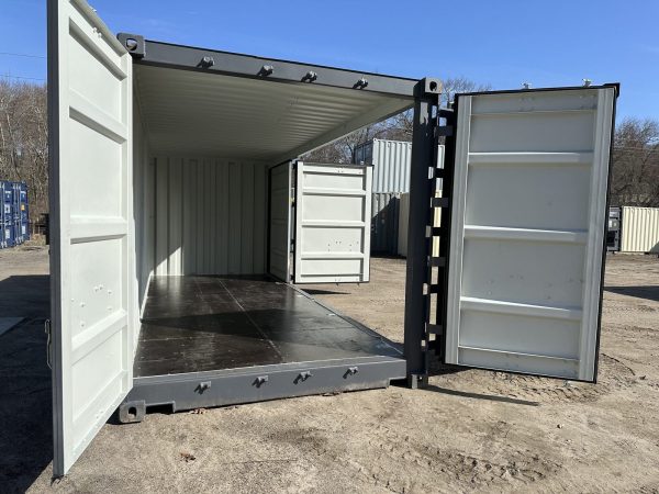 20ft Open Side Shipping Container Standard Height Wind and Watertight Gray